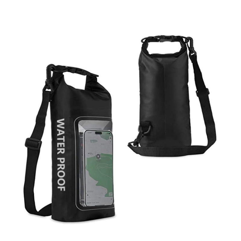 2 in 1 Outdoor Cycling Crossbody Phone Bag PVC Swimming IPX6 Waterproof (Black)