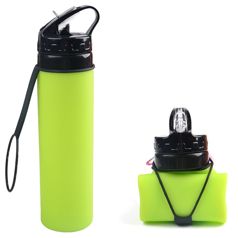 Folding Silicone Riding Water Cup Portable Shatterproof Silicone Water Bottle (Green)