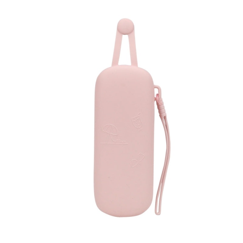 Magnetic Portable With Lanyard Sunglasses Protective Case Silicone Eyeglasses Storage Bag(Pink)