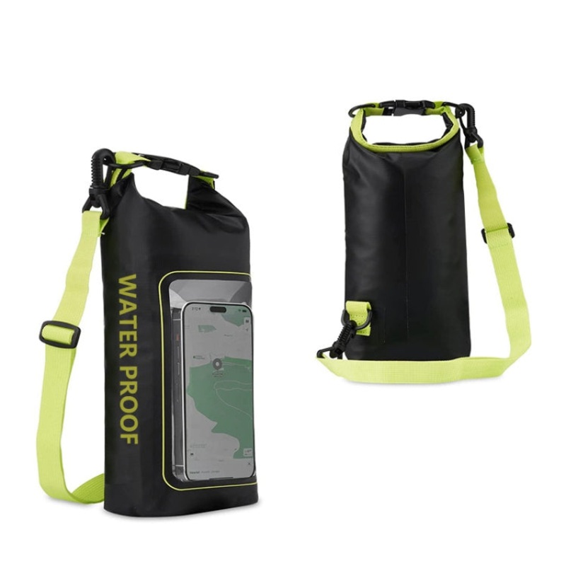Outdoor Cycling Crossbody Phone Bag PVC Swimming IPX6 Waterproof Bag 5L (Black Green)