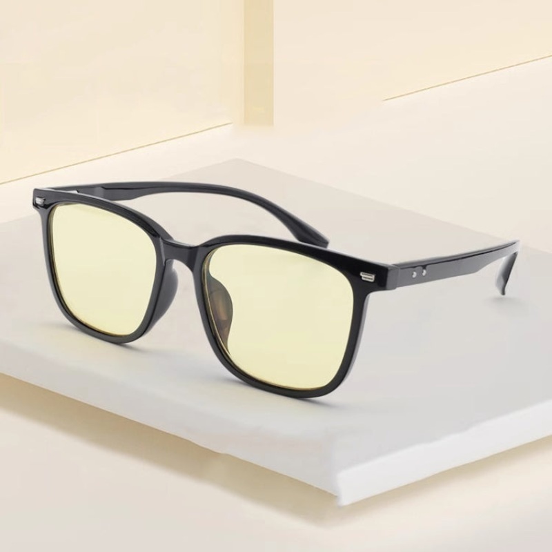 Watching Cell Phone Playing Games Anti-Blue Light Glasses Postoperative Flat Glasses, Color: Black Frame+Light Yellow Lens