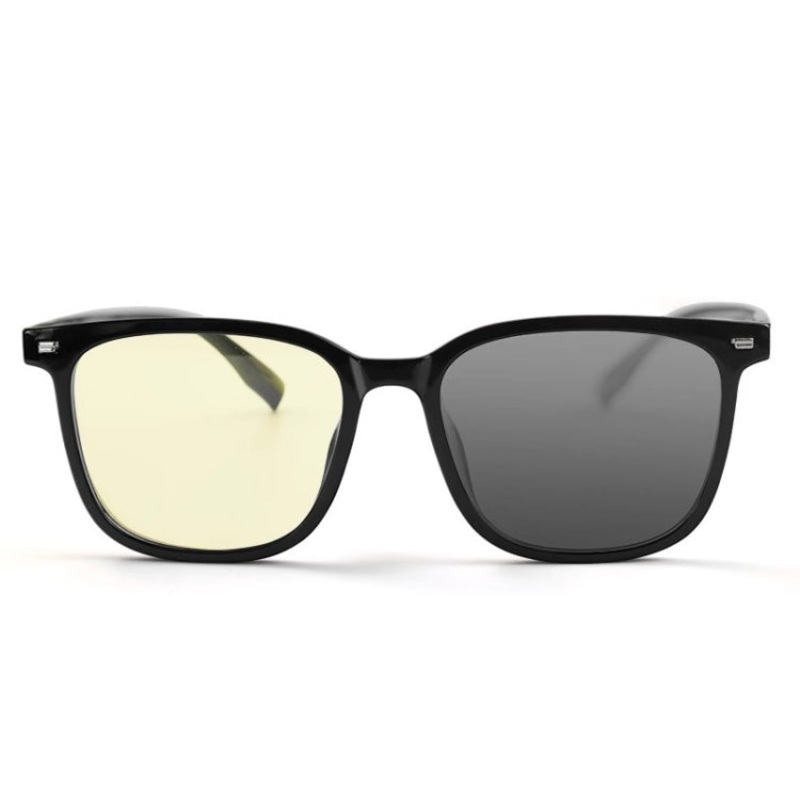 Watching Cell Phone Playing Games Anti-Blue Light Glasses Postoperative Flat Glasses, Color: Black Frame+Light Yellow To Gray Lens