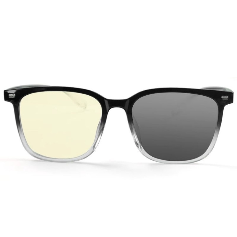 Watching Cell Phone Playing Games Anti-Blue Light Glasses Postoperative Flat Glasses, Color: Gradual Black Frame+Light Yellow To Gray Lens