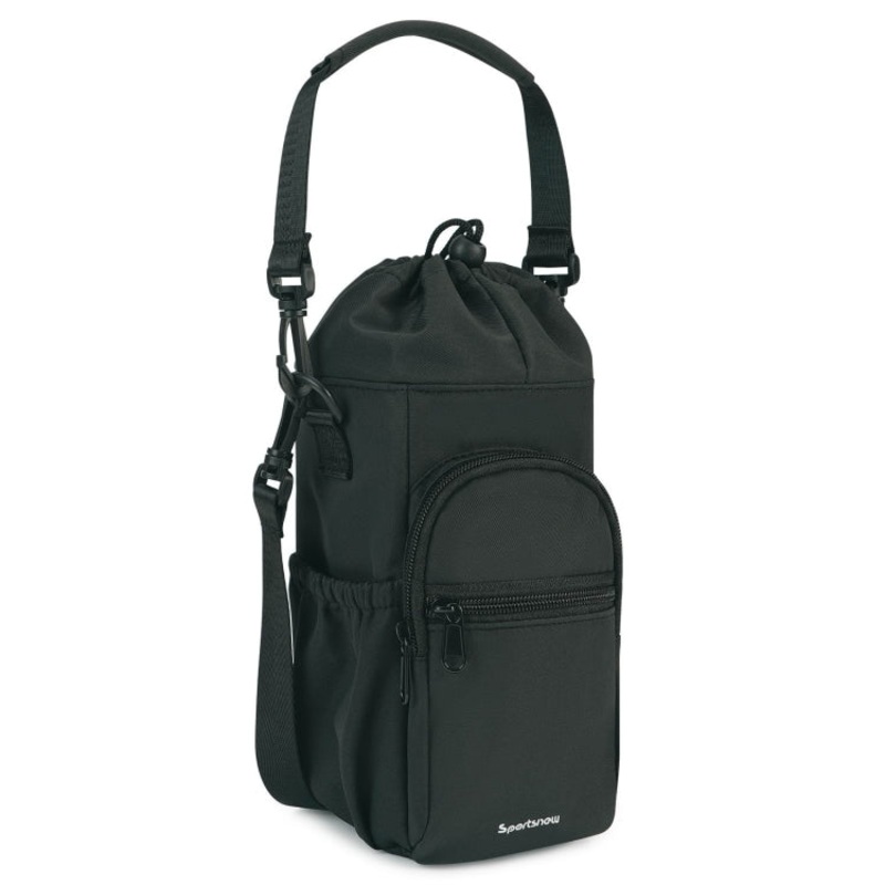 Water Bottle Holder with Strap Cross Body Sling Bag for Within 40oz Cup (Black)