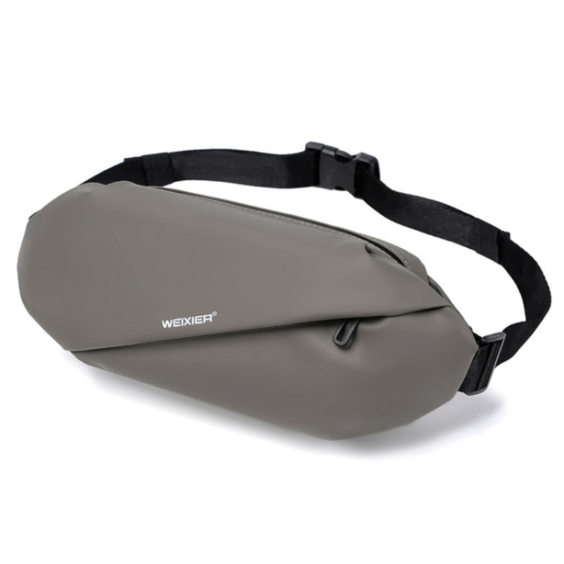 Large Capacity Casual Simple Slanting Cross Shoulder Bag Sports Cell Phone Waist Bag Grey (One Size)