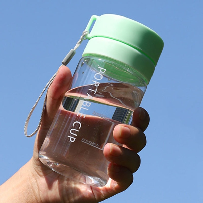 Large Capacity Sports Mug Frosted Plastic Portable Leak-proof Teacups (400ml Transparent Green)