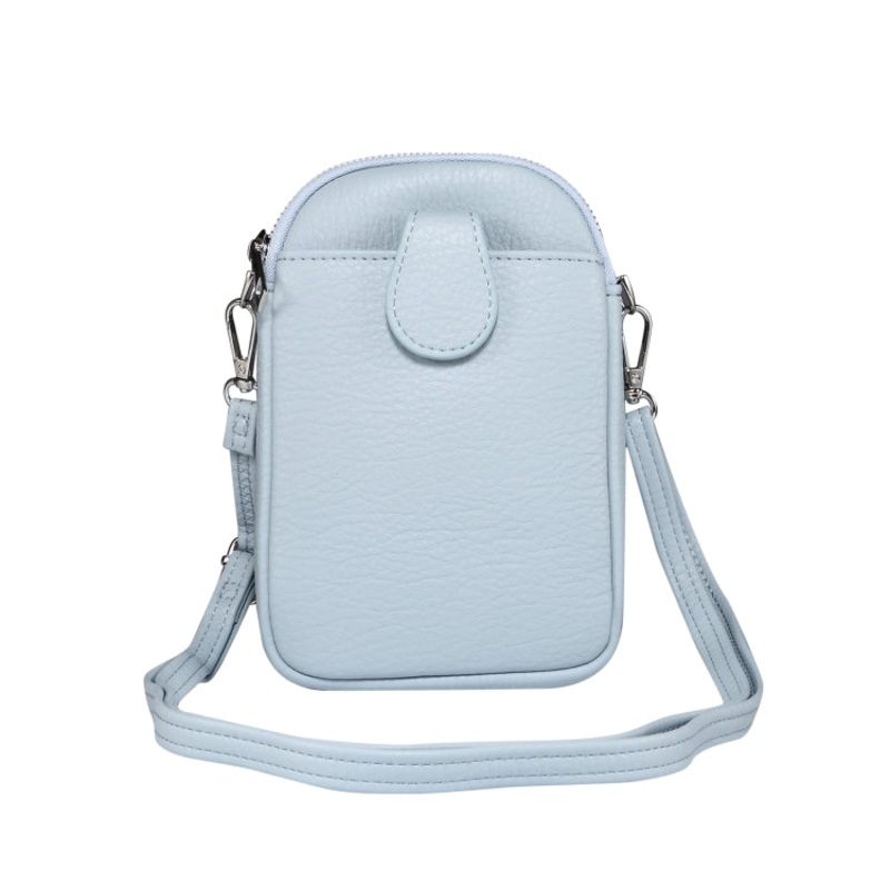 Litchi Texture Phone Crossbody Bag Leather Case for 5.5-7.2 inch Phones Blue Color