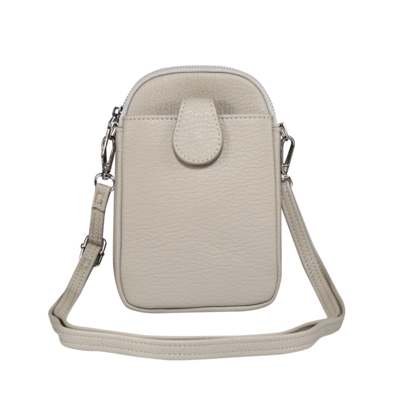 Litchi Texture Phone Crossbody Bag Leather Case for 5.5-7.2 inch Phones (Grey)
