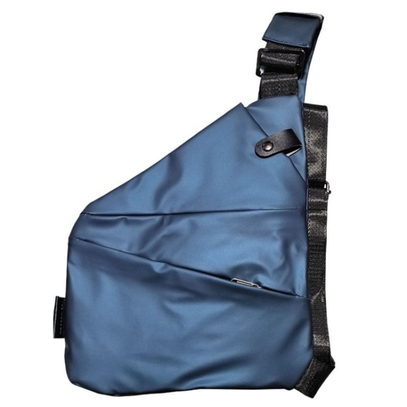 Men Crossbody Bag Large Capacity Multi-Pocket Single Shoulder Bag Blue (Right Shoulder)