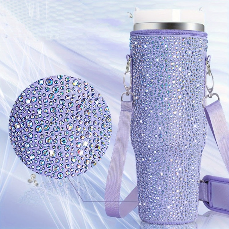 Neoprene Insulated Portable Bottle Cover 40oz Cup Hot Diamond Cover (Purple)