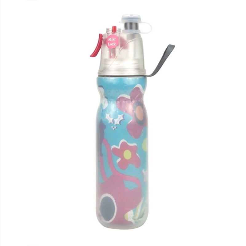 Summer Outdoor Sports Training Spray Cooling Water Cup 470ml (Flowers 3-layers)