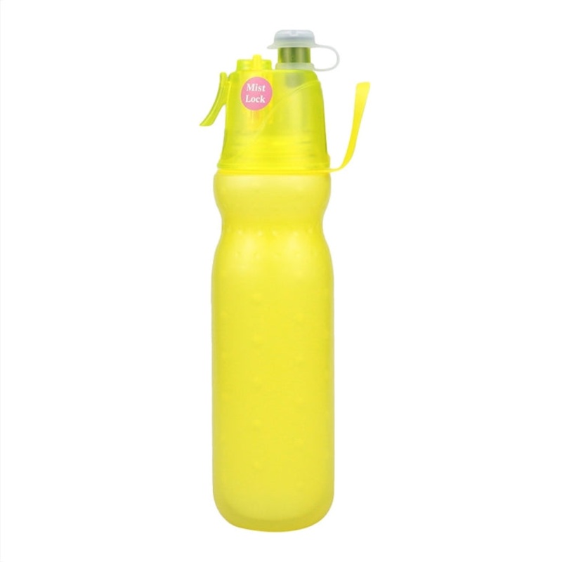 Summer Outdoor Sports Training Spray Cooling Water Cup (Color: Pure Yellow) 470ml 2-Layers