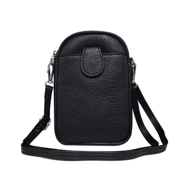 Universal Litchi Texture Phone Crossbody Bag Leather Case for 5.5-7.2 inch Phones Black