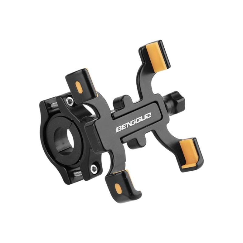 Aluminum Alloy Four-Claw Cycling Mobile Phone Holder for Handlebars (Black)