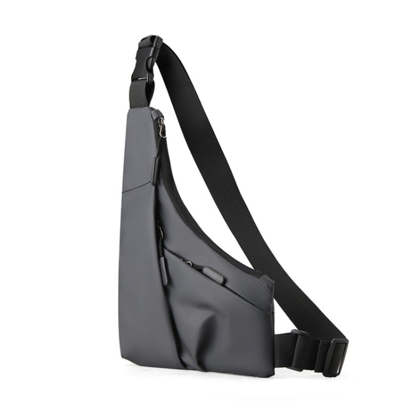 Anti-theft Fit Triangle Bag Leisure Leather Film Crossbody Chest Bag (Grey)