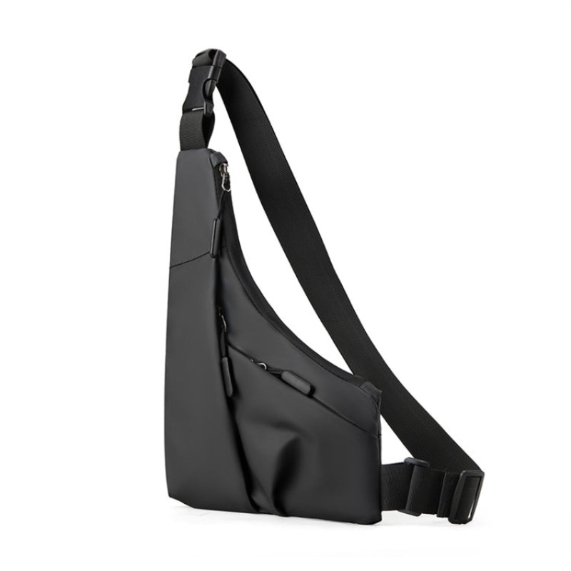 Anti-theft Triangle Crossbody Chest Bag Leather Film (Black)