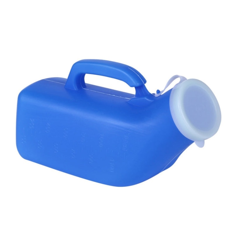 Household Mens Urinal 1200ml Plastic Potty With Lid And Smooth Mouth (Blue)