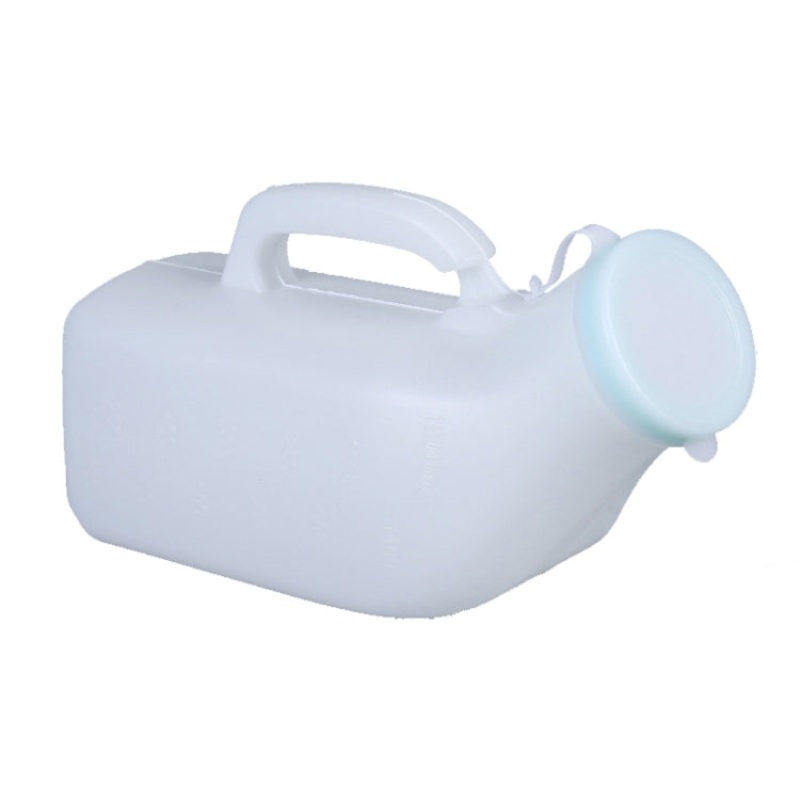 Household Mens Urinal Potty With Lid and Smooth Mouth - 1200ml Plastic (White)