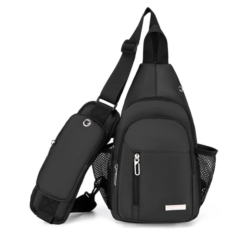 Industrial Black Chest Bag Casual Shoulder Crossbody Backpack(Size: Small, Color: Black)