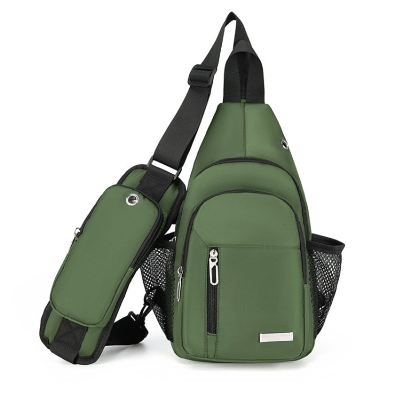 Men Casual Crossbody Chest Bag Oxford Cloth Shoulder Small Backpack (Green)