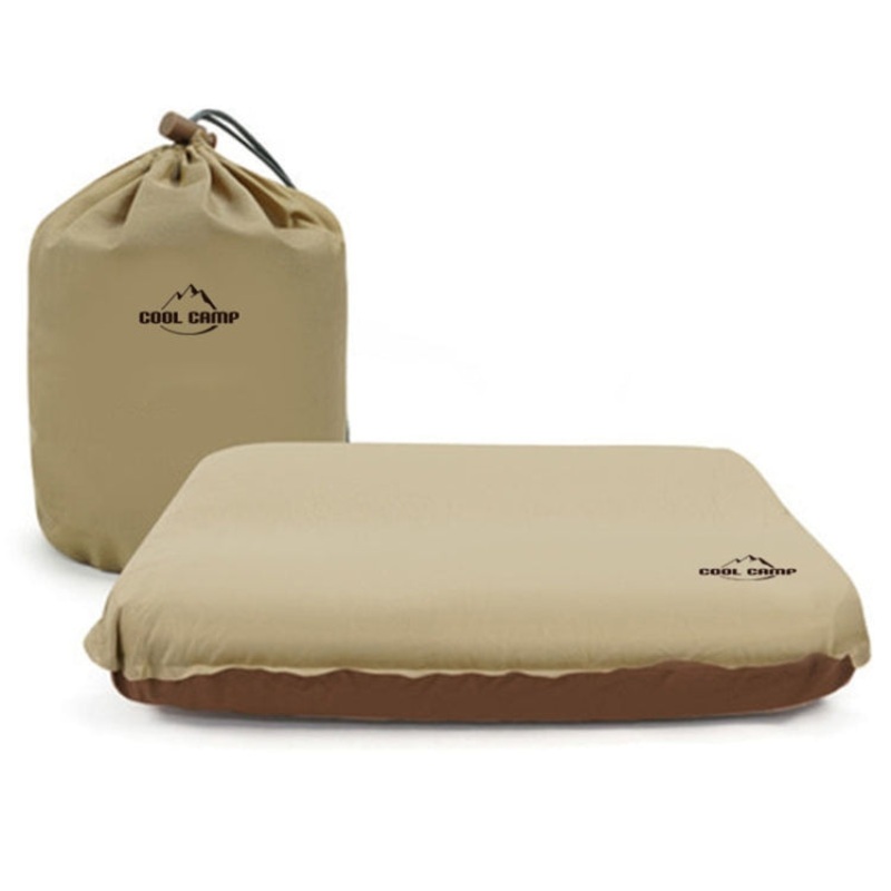 Outdoor Automatic Inflatable Pillow Portable Travel Camping Tent Nap Sponge Pillow (Khaki)