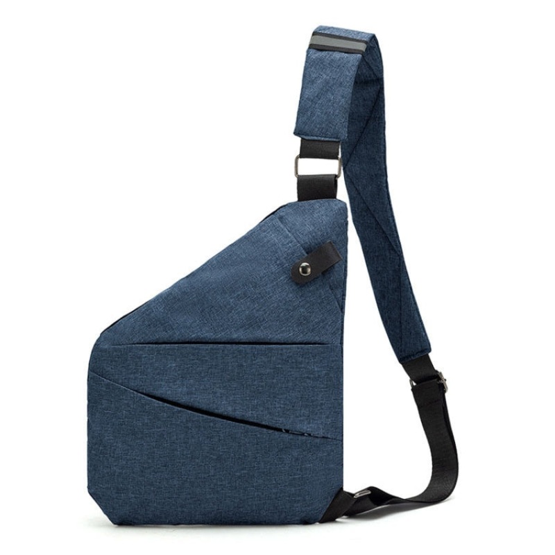 Sports Casual Large Capacity Multi-Pocket Men Crossbody Bag Right Shoulder Oxford Cloth (Blue)