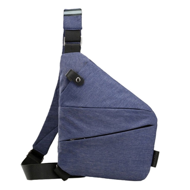 Sports Casual Men Crossbody Bag Large Capacity Multi-Pocket Single Shoulder Bag Blue (Left Shoulder Nylon)