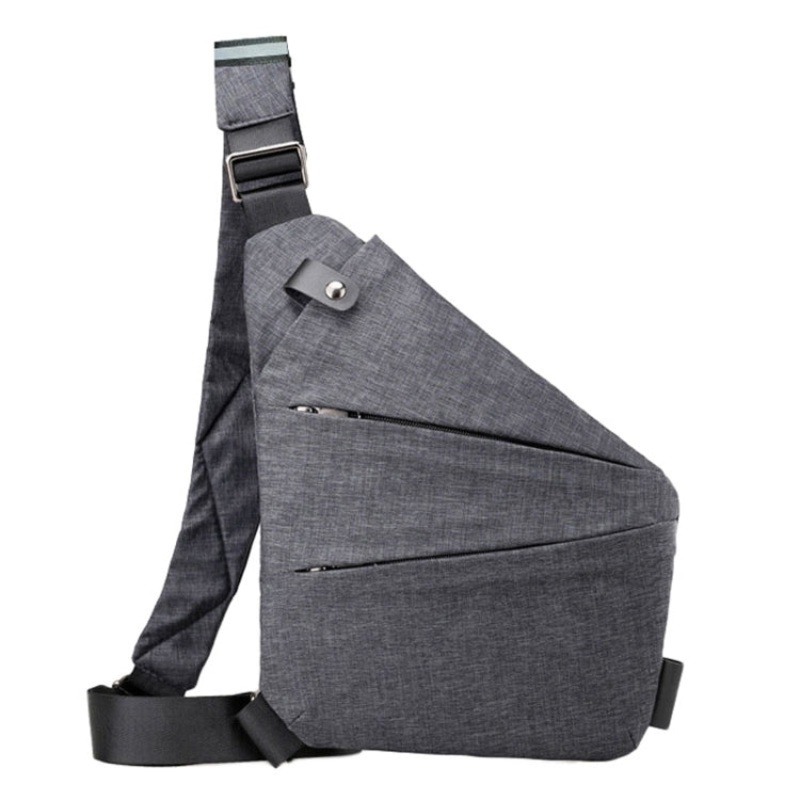 Sports Casual Men Crossbody Bag Large Capacity Multi-Pocket Single Shoulder Bag (Gray)
