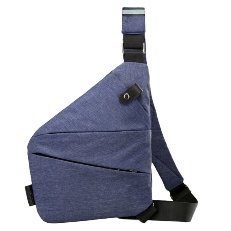 Sports Casual Men Crossbody Bag Large Capacity Multi-Pocket Single Shoulder Bag Nylon (Blue)