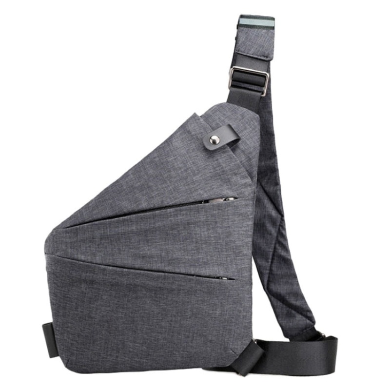 Sports Casual Men Crossbody Bag Large Capacity Multi-Pocket Single Shoulder Bag (Style: Right Shoulder Nylon) - Gray
