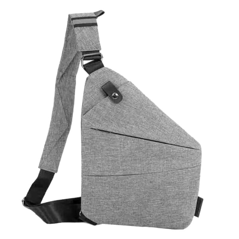 Sports Casual Men Crossbody Bag Large Capacity Single Shoulder Bag Gray (Left Shoulder Oxford Cloth)