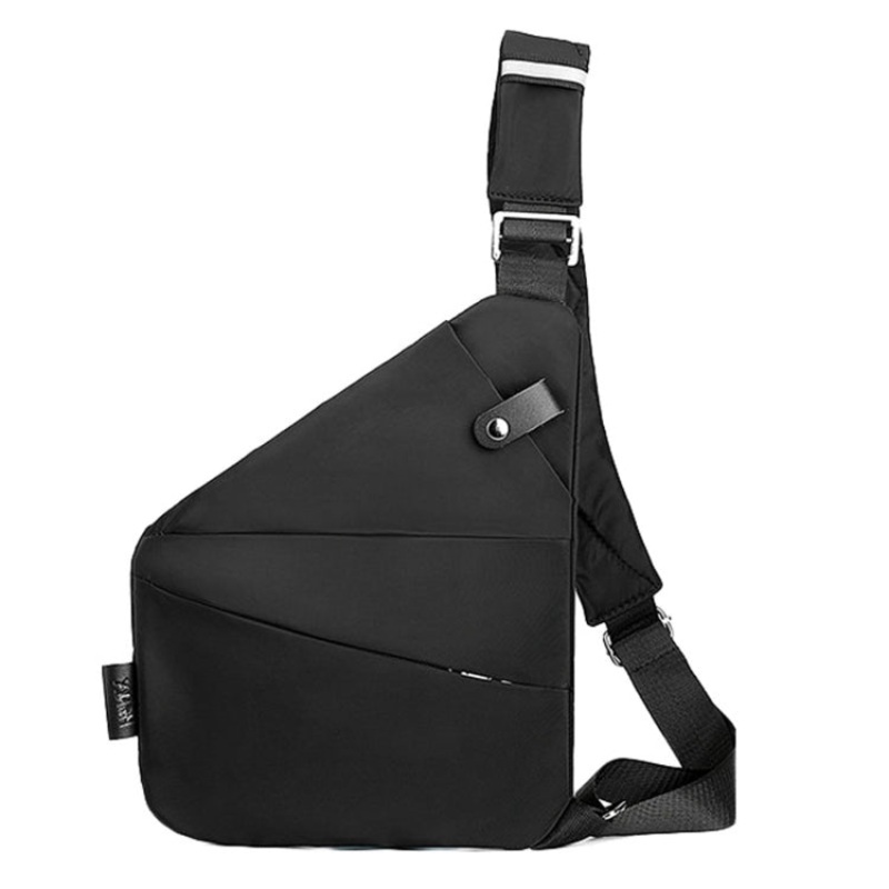 Sports Casual Men Crossbody Bag Large Capacity Single Shoulder Bag Right Shoulder Nylon Black (one size)