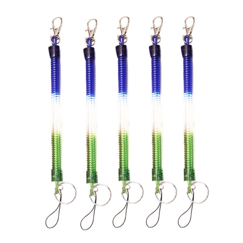 Spring Key Rope Plastic Keychain Elastic Environmental Friendly Chain (Colorful Random Delivery) - 5pcs