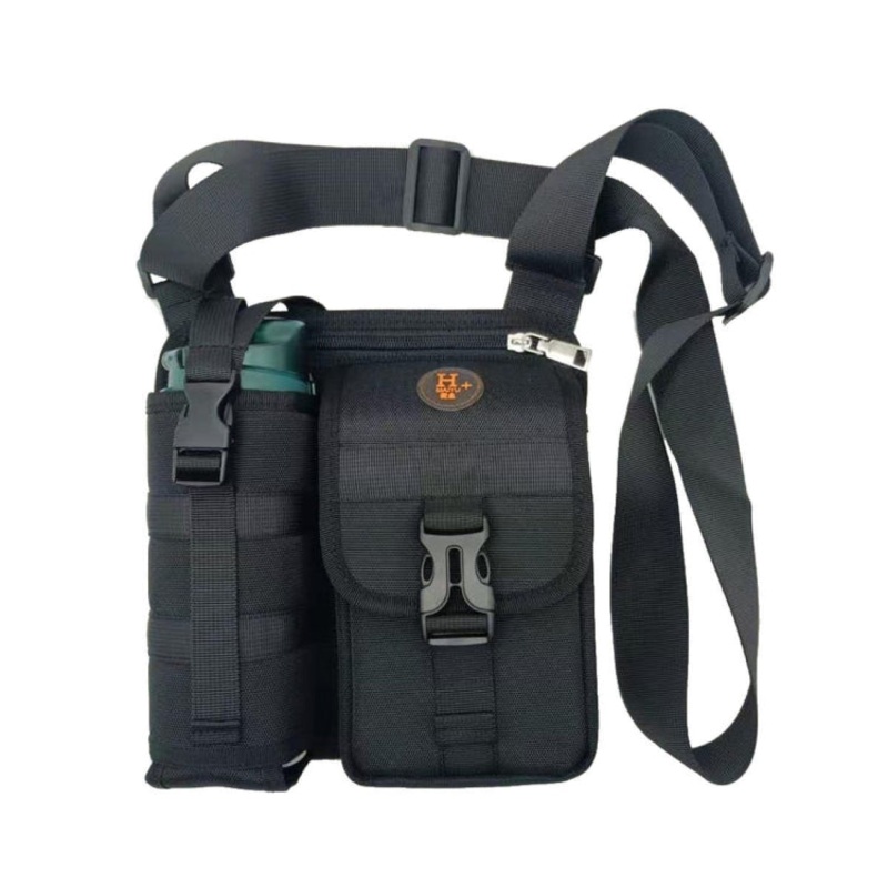 Wear-resistant Waterproof Single-shoulder Cross-body Water Bottle Bag Outdoor Travel Backpack (Black)
