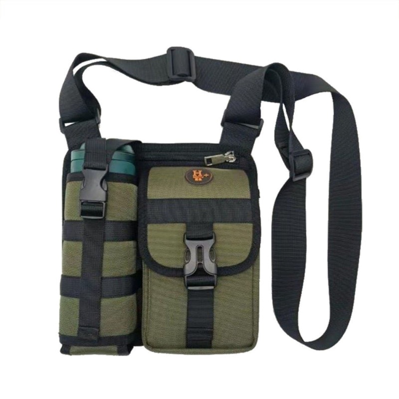 Wear-resistant Waterproof Single-shoulder Cross-body Water Bottle Bag Outdoor Travel Backpack (Green)