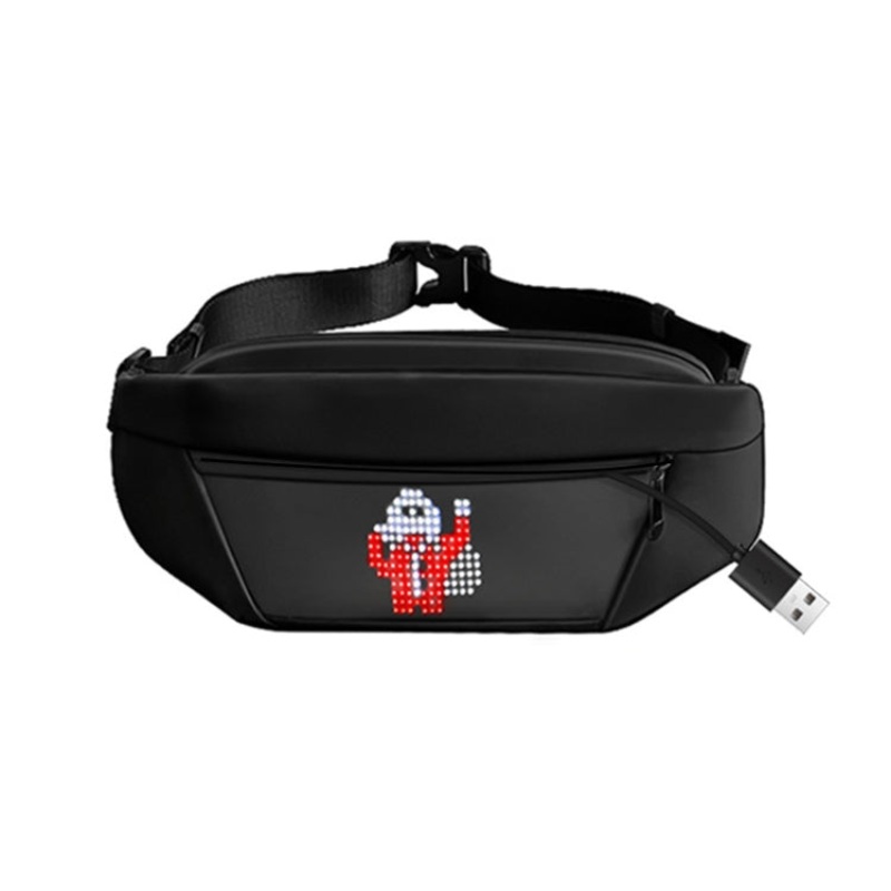 Bluetooth Oxford Cloth LED Waist Bag for Outdoor Riding (Black)
