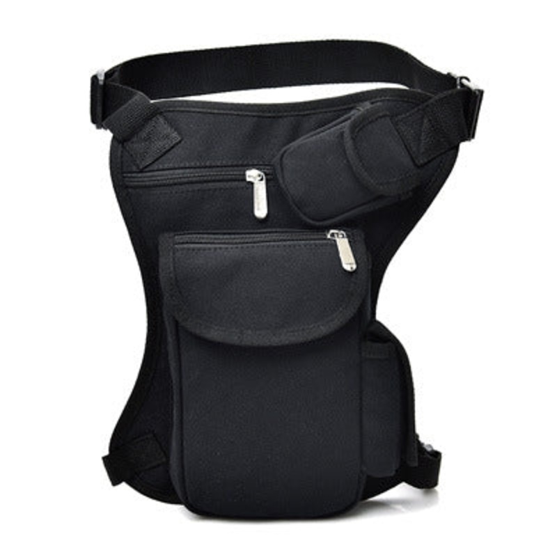 Cycling Canvas Waist Bag Outdoor Multi-Functional Leg Bag Sports Waist Bag (Black)