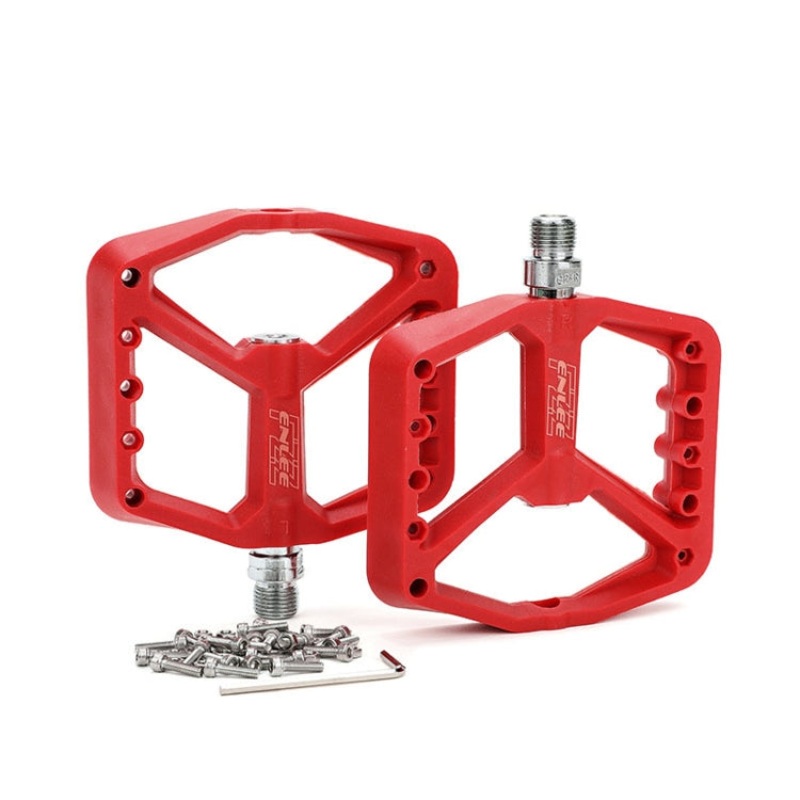 ENLEE F228 1pair Bicycle Nylon Pedals Mountain Bike Widened Riding Footrests(Red)