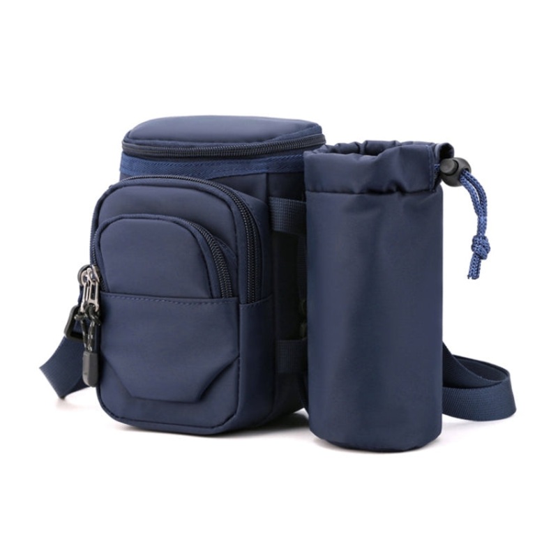 Men Shoulder Crossbody Bag Waist Pack With Removable Mug Pocket (Dark Blue)