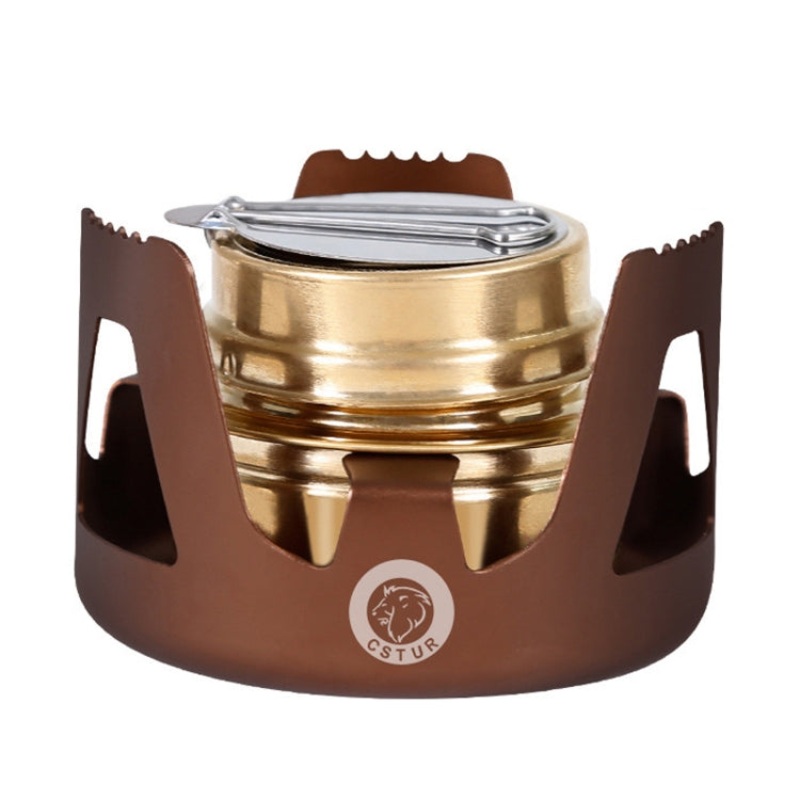 Outdoor Ultralight Aluminum Stove Camping Fishing Portable Liquid Alcohol Stoves (Bronze)