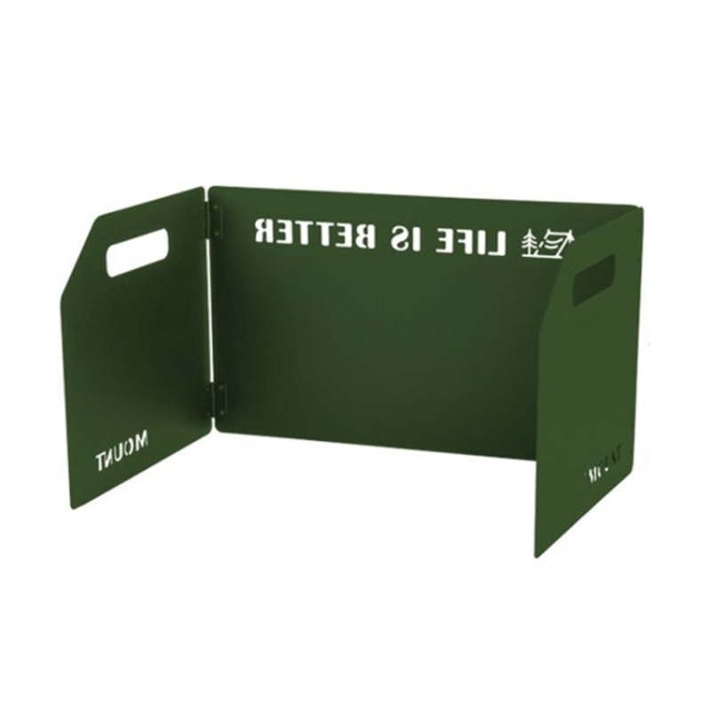 Portable Foldable Picnic Stove Windproof Windshield Camping Cassette Stove Head Covering Plate (Army Green)