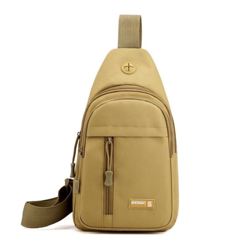 Small Chest Bag Oxford Cloth Climbing Bag Outdoor Men Shoulder Bag (Khaki)