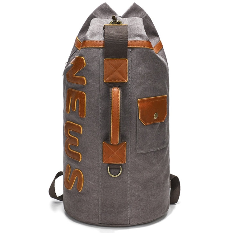 Canvas Large Capacity Casual Men Backpack Retro Outdoor Multifunctional Travel Bag (Gray)