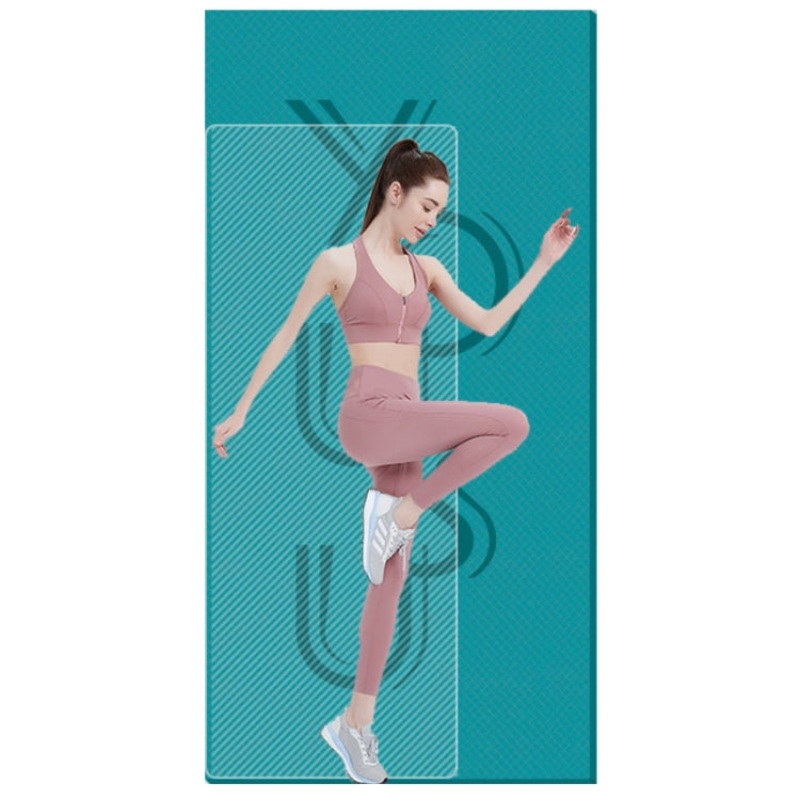 High Rebound Training Non-slip Shock-absorbing Double TPE Thickened Yoga Mat (Mars Green) 200x100x1.2cm