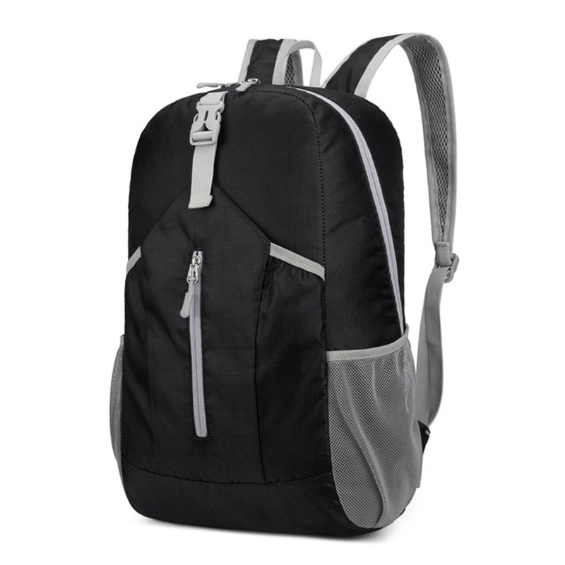 Hiking Portable Foldable Backpack Large Capacity Shoulders Bag (Black)