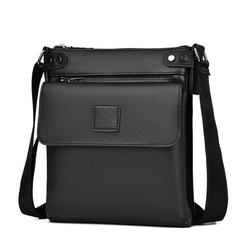 Men Casual Crossbody Shoulder Bag (Black)