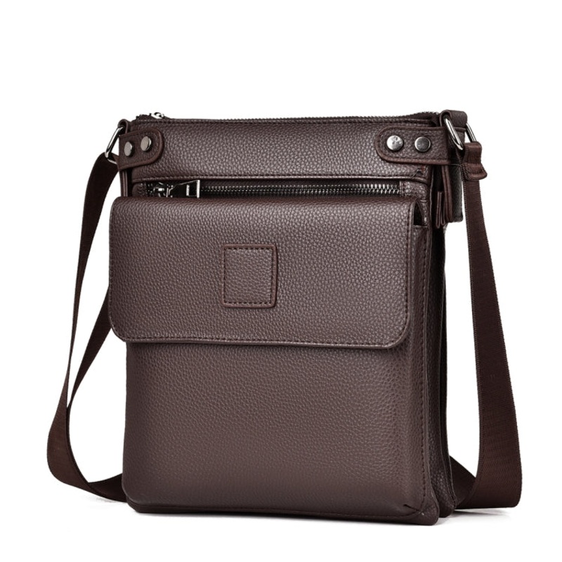 Men Casual Crossbody Single Shoulder Bag - Brown (One size)