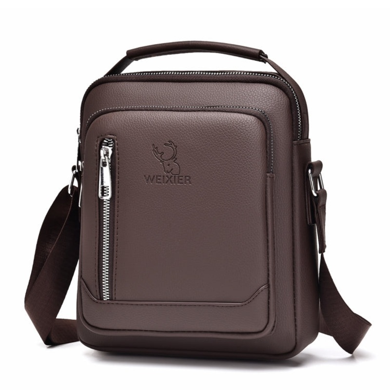 Men Multifunctional Casual Crossbody Single Shoulder Bag Brown (One Size)