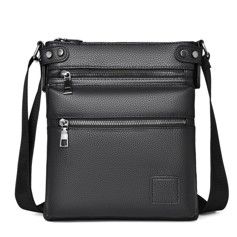 Men Retro Crossbody Single Shoulder Bag (Black)