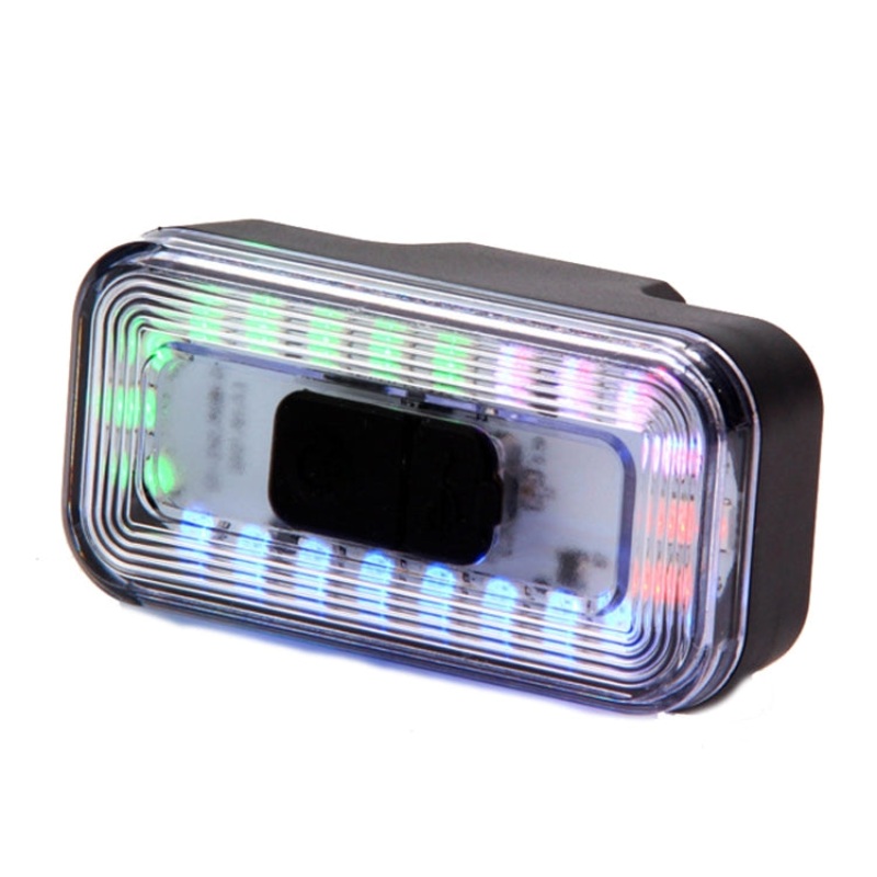 Rechargeable 60 Lumen Colorful Light Bicycle Tail Light Helmet Warning Light (Black)